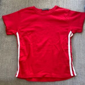 Brandy Melville red t shirt with white line side detail